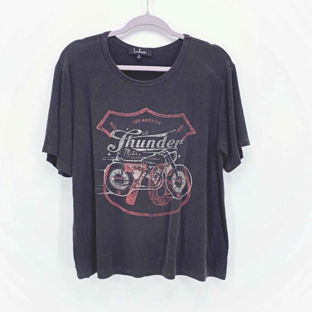 Lulu's Thunder Washed Black Graphic Tee‎